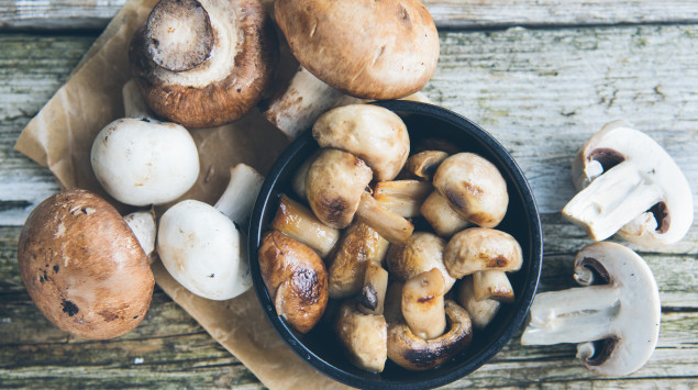 Champignons roh und gebraten