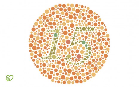 Das Bild zeigt eine Farbtafel zur Diagnose einer Grünblindheit.