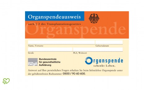 Vorderseite des Organspendeausweises